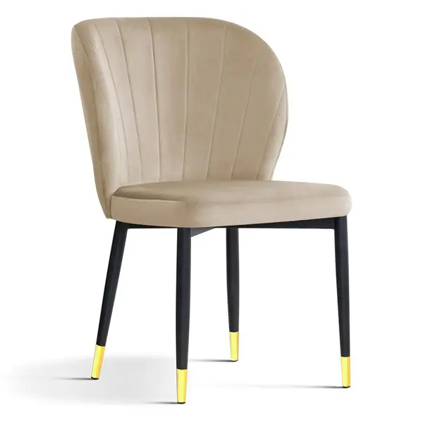 Scaun tapitat Shelly bej picioare negre/gold - H88 cm