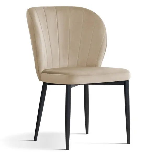 Scaun tapitat Shelly bej picioare negre - H88 cm