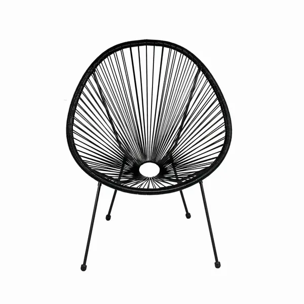 Scaun terasa MESTERINO JFC038 72x74x86 cm, structura din otel, sezut din ratan, culoare neagra