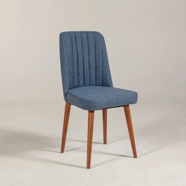 Scaun Vina 1048 - Albastru, Walnut