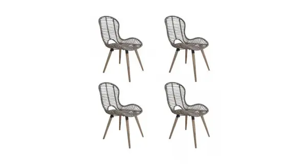 Scaune de exterior 4 buc, ratan natural, 48 x 64 x 85 cm