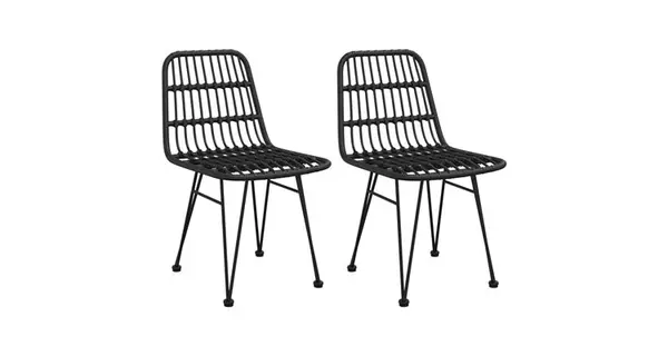 Scaune de gradina 2 buc., negru, 48x62x84 cm, ratan pe