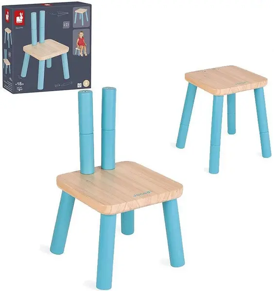 Scaunel reglabil din lemn Janod - 2 in 1