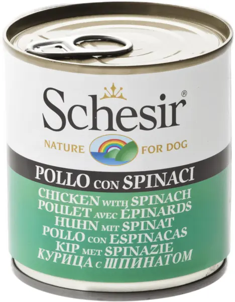 Schesir Dog Adult Pui si Spanac, 285 g
