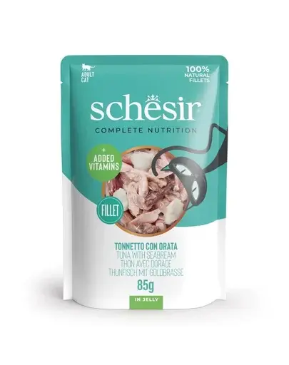 SCHESIR Jelly Adult Tuna&Sea Bream 85g hrana umeda pisica, ton si dorada in aspic