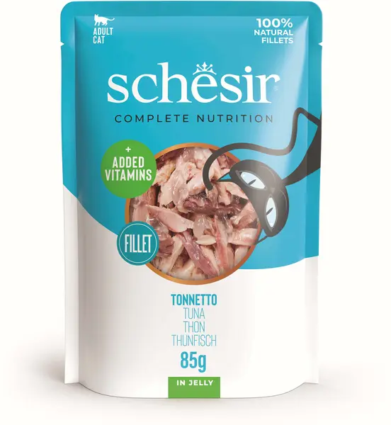 SCHESIR Plic hrană umedă pentru pisici, cu Ton, în jeleu 85g