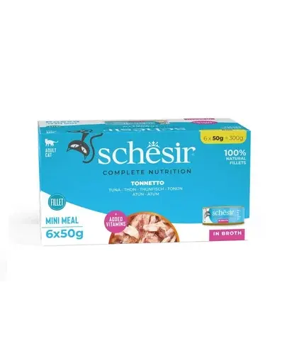 SCHESIR Set conserve pisici, Ton in sos propriu 50 g X6