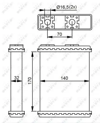 Schimbator caldura incalzire habitaclu (140x170x32) FORD MAVERICK; MITSUBISHI COLT IV, LANCER IV, LANCER V, SPACE, SPACE RUNNER; NISSAN SERENA, VANETTE CARGO 1.3-2.7D intre 1991-2004