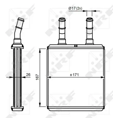 Schimbator caldura incalzire habitaclu (171x167x26) HYUNDAI ACCENT, ACCENT I, ACCENT II, COUPE, GETZ, LANTRA II 1.1-2.0 intre 1994-2010