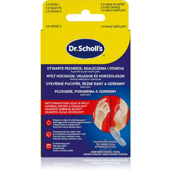 Scholl Dr. Scholl's Open Blisters, Cuts and Abrasions plasture hidroactiv pentru tratamentul leziunilor superficiale ale pielii 2x3 buc