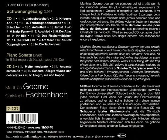 Schubert: Schwanengesang | Franz Schubert, Matthias Goerne, Christoph Eschenbach
