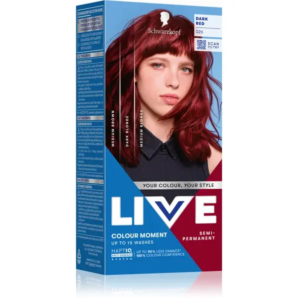 Schwarzkopf LIVE Ultra Brights or Pastel vopsea de păr semipermanentă culoare 026 Dark Red 1 buc