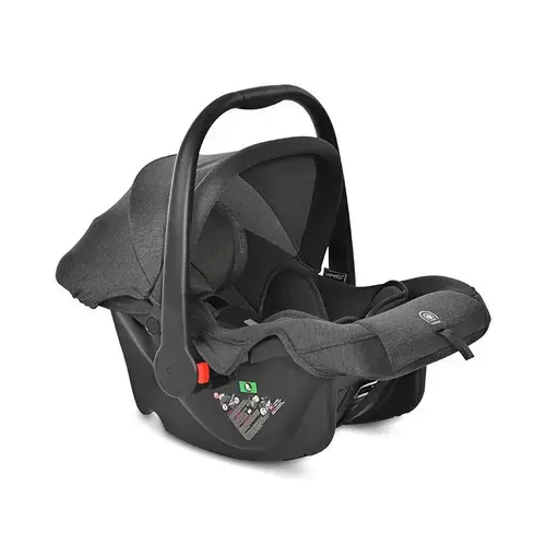 Scoica auto pentru copii Lorelli Joy Black Jasper, I-size, R129, 0-15 Luni, maxim 13 Kg, 40-85 cm, functie de balansare, maner reglabil, husa detasabila si lavabila din fibre naturale