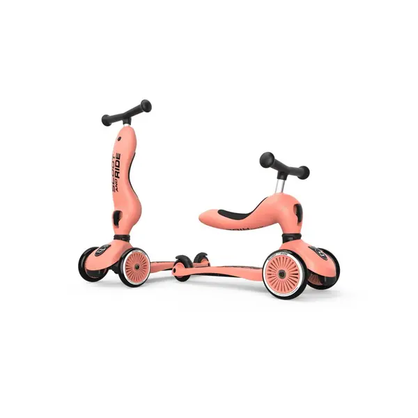 Scoot & Ride Trotineta copii cu sezut, Scoot & Ride Highwaykick 1 Peach, transformabila 2in1, 1-5 ani, pana la 50 kg