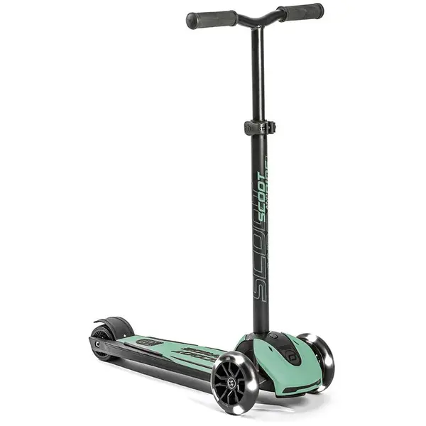 Scoot & Ride Trotineta copii pliabila, Scoot & Ride Highwaykick 5 LED Forest, reglabila, roti luminoase, 5 ani +, pana la 80 kg