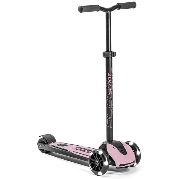 Scoot & Ride Trotineta copii pliabila, Scoot & Ride Highwaykick 5 LED Rose, reglabila, roti luminoase, 5 ani +, pana la 80 kg