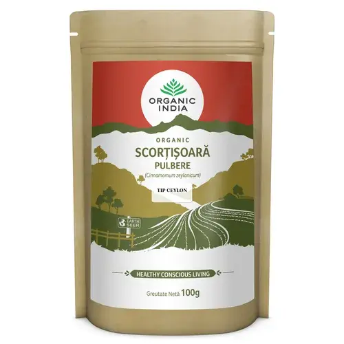 Scorțișoară Tip Ceylon Pulbere, 100% Organic, 100g ECO | Organic India