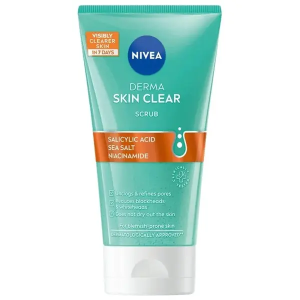 Scrub pentru Fata Nivea Derma Skin Clear, 150 ml