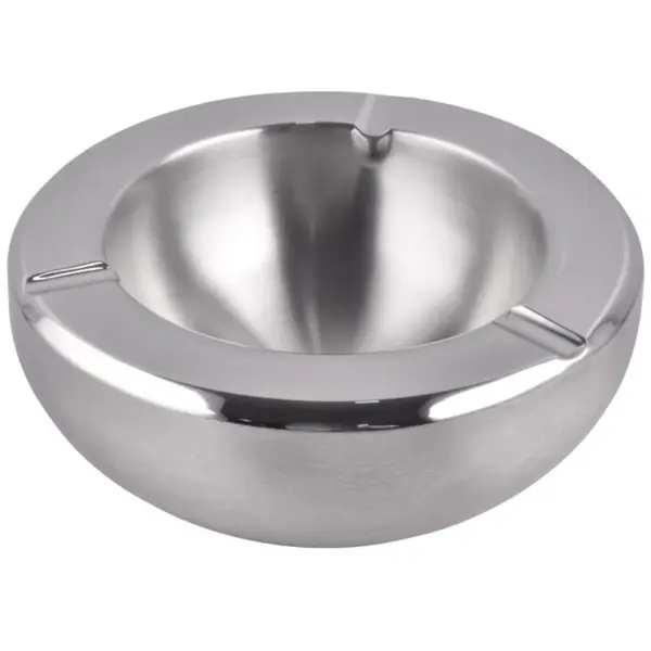 Scrumiera Rotunda, din Inox, cu Pereti Dubli, 14 cm, Grunberg