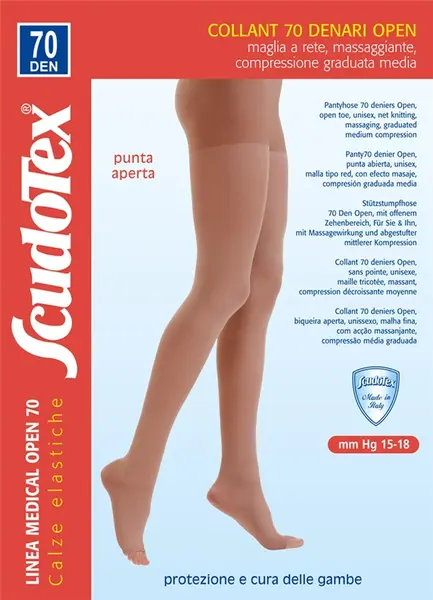 Scudotex 822 Ciorapi compresivi pantaloni fara varf, compresie medie 70 DEN, Daino, marimea 3-M