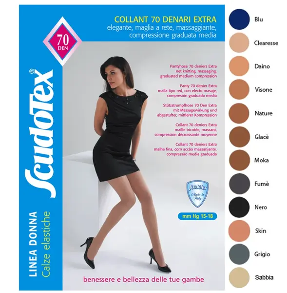 Scudotex Ciorapi compresivi pantalon 70 DEN 15-18 mmhg negru numar 6