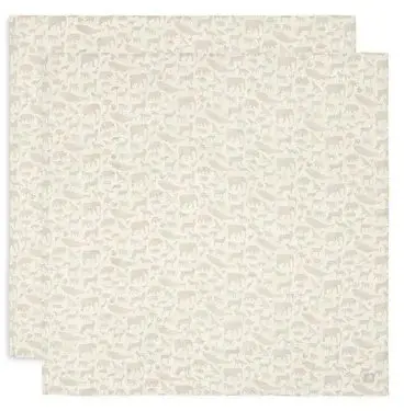 Scutec de muselină Jollein - 115 x 115 cm, 2 buc, Animals Nougat