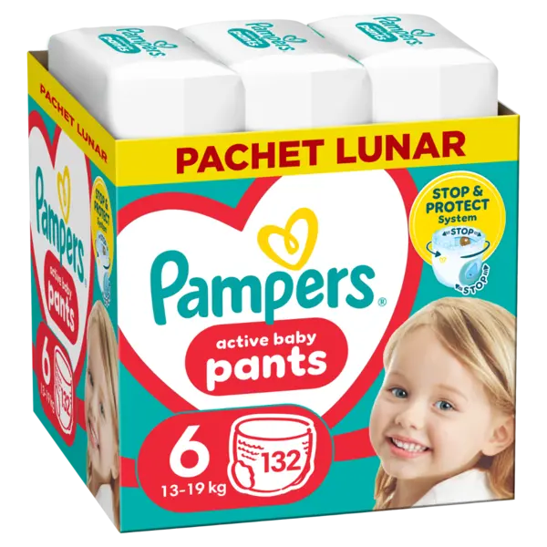 Scutece Active Baby Pants Nr.6 pentru 13-19 kg, 132 bucati, Pampers