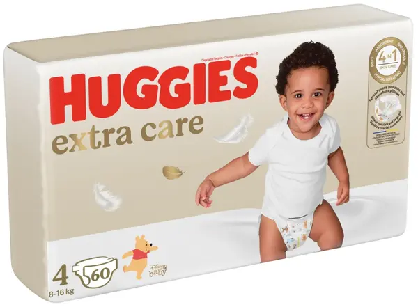Scutece bebelusi Huggies Extra Care - Mărimea 4, 8-16 kg, 60 buc.