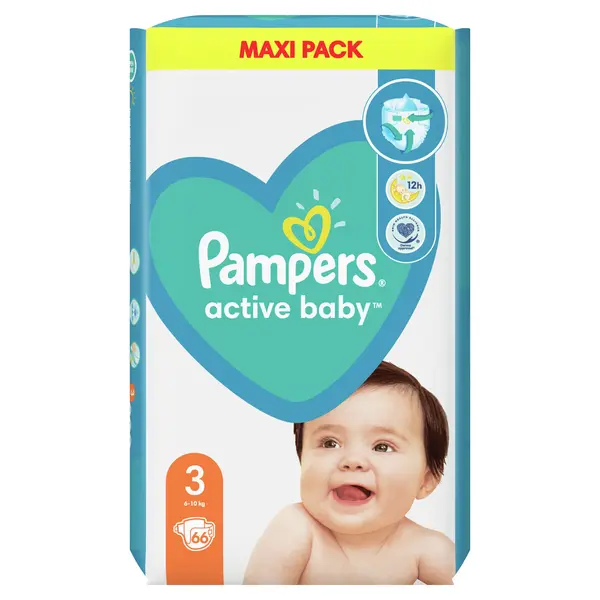 Scutece bebelusi Pampers - Active Baby 3, 66 buc.