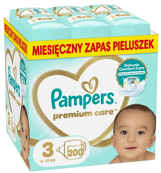 Scutece bebelusi Pampers Premium Care - 3, cutie XXL, 6-10 kg, 200 buc.