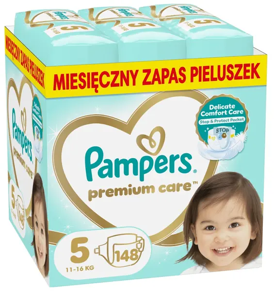 Scutece bebelusi Pampers Premium Care - Monthly Pack, marimea 5, 148 buc.