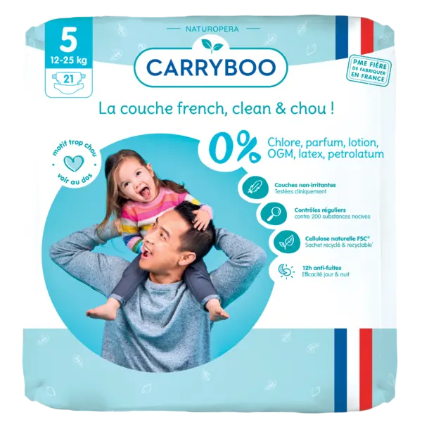 Scutece bio hipoalergenice 12-25kg marimea 5, 21 bucati, Carryboo