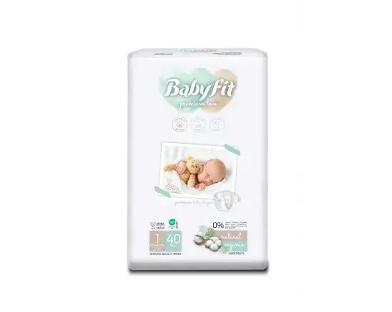 Scutece Bio Newborn, Nr. 1, 0-3 kg, 40 Bucati - Babyfit