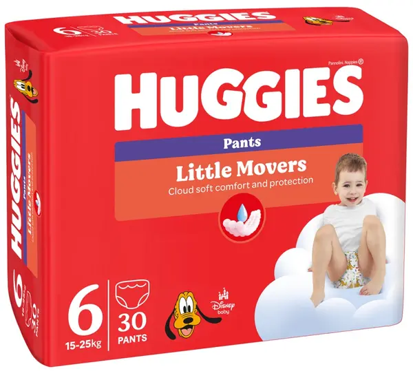 Scutece chilotei Huggies Little Movers - Mărimea 6, 15-25 kg, 30 buc