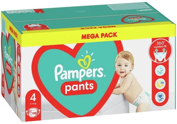 Scutece chilotei Pampers 4, 108 buc