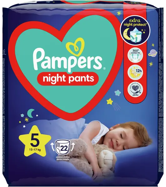 Scutece chilotei Pampers - Night 5, 22 buc.