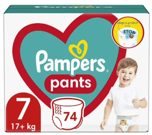 Scutece chilotei Pampers Pants - Maxi Pack, marimea 7, 17+ kg, 74 buc.