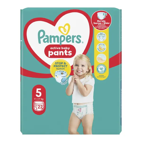 Scutece chilotel Active Baby Pants, marimea 5, 11-17 kg, 22 bucati, Pampers