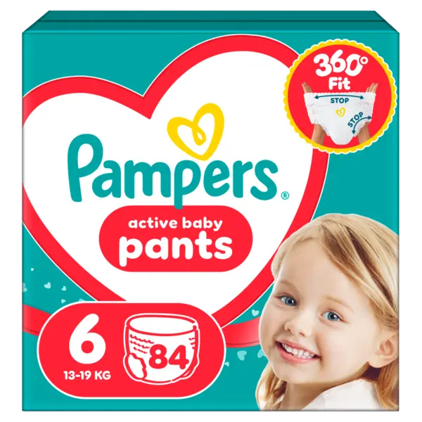 Scutece-chilotel Active Baby Pants Marimea 6 13 kg-19 kg, 84 bucati, Pampers