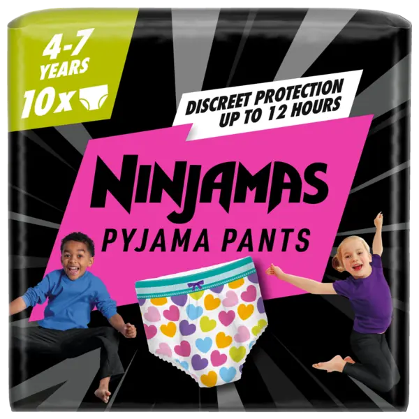 Scutece-chilotel de noapte pentru fetite 4-7 ani 17-30kg, 10 bucati, Ninjamas