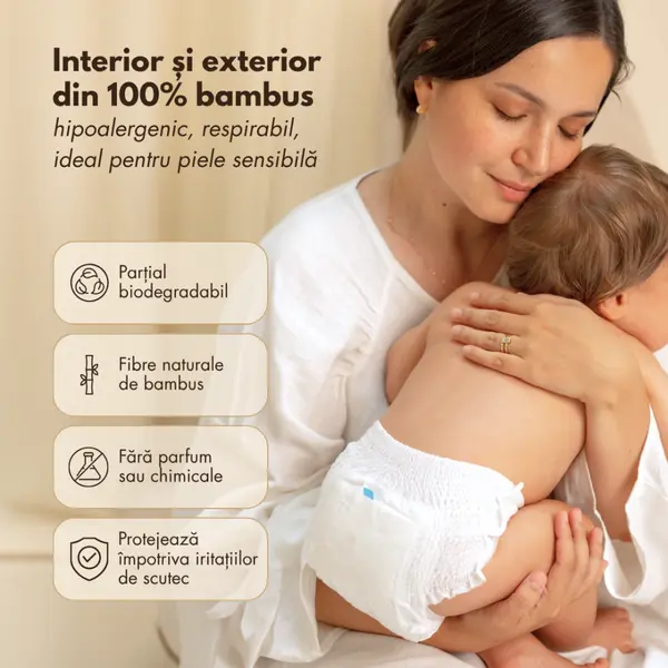 Scutece chilotel din bambus Zuluff, marime 5, 13-18 kg, 26 bucati