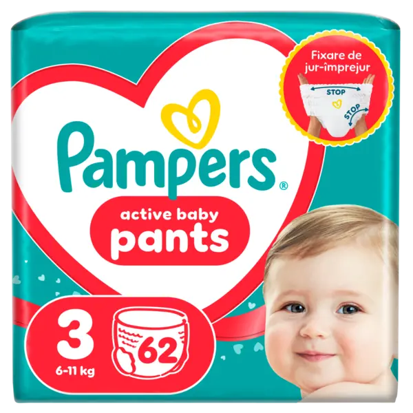 Scutece-chilotel Pants Marimea 3 pentru 6-11 kg, 62 bucati, Pampers