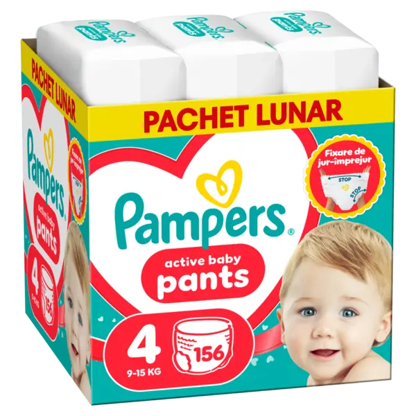 Scutece-chilotel Pants XXL Box Marimea 4 pentru 9-15 kg, 156 bucati, Pampers