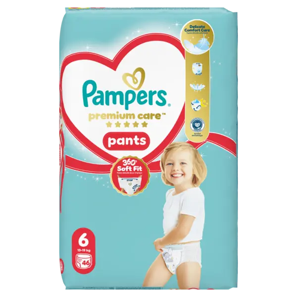 Scutece chilotel Premium Care Pants Jumbo Pack Marimea 6, 13-19 kg, 46 bucati, Pampers