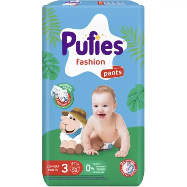 Scutece Chilotel Pufies Fashion Maxi, Marime 3 Midi, 6-11 kg, 50 Bucati