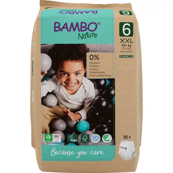 Scutece Eco Paper Bag Pants Marimea Nr. 6 pentru 15+ kg, 90 bucati, Bambo Nature