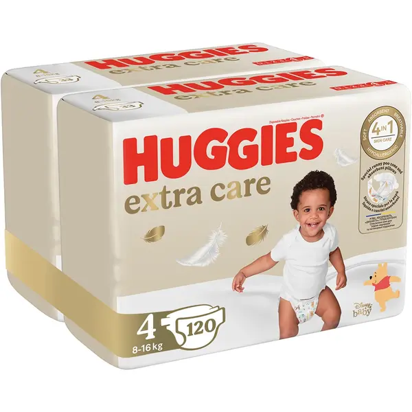 Scutece Extra Care Mega Marimea 4 pentru 8-16 kg, 120 bucati, Huggies