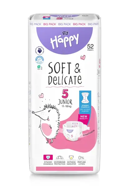 Scutece Happy Soft & Delicate 11-18 kg Junior Marimea 5, 52 bucati, Bella Baby