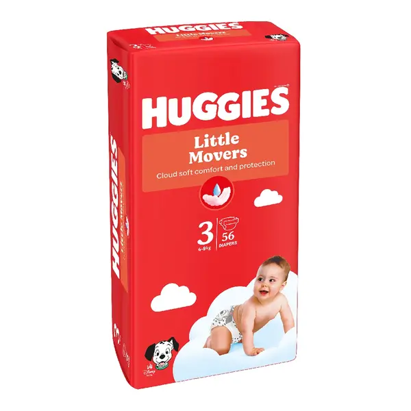 Scutece Little Movers, Nr.3, 4-9 kg, 56 bucati, Huggies