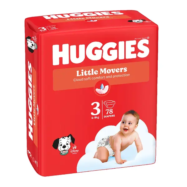 Scutece Little Movers, Nr.3, 4-9 kg, 78 bucati, Huggies